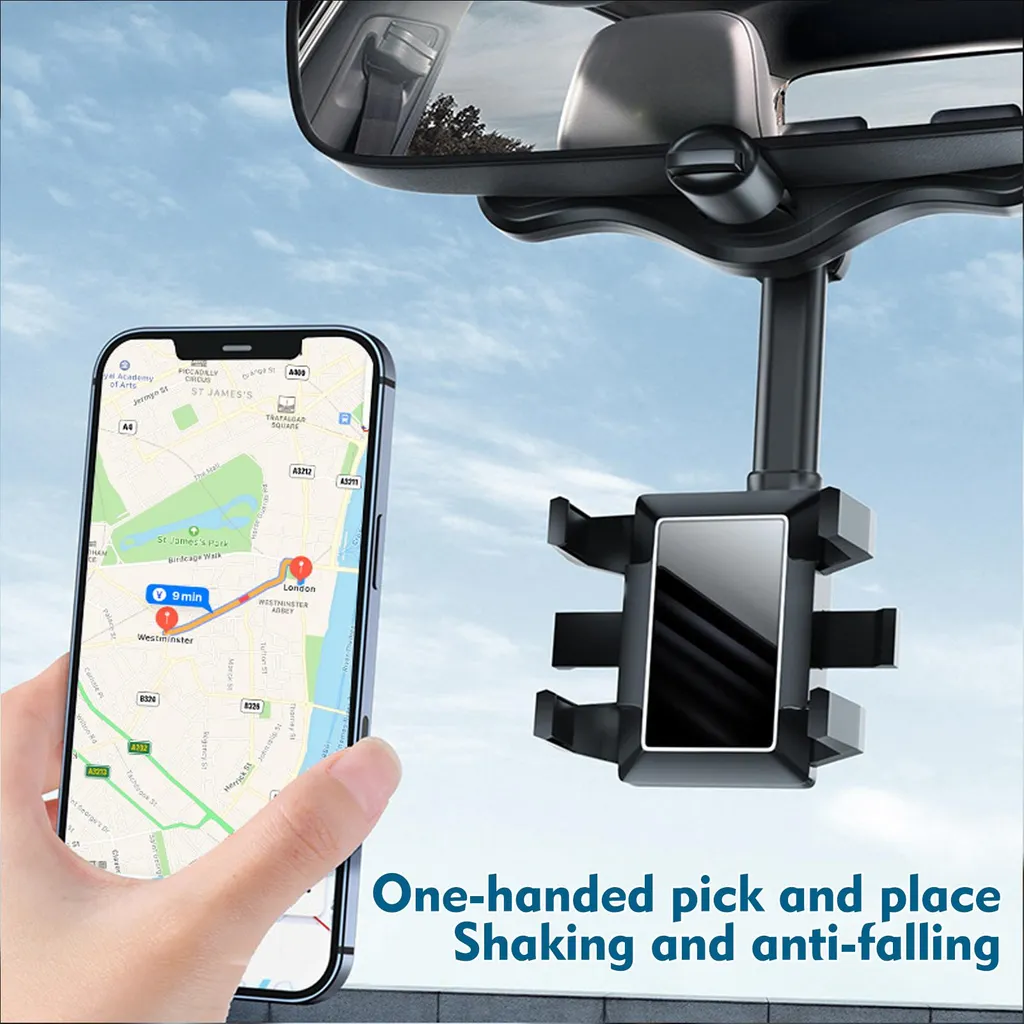 Supporto Universale Smartphone Auto Specchietto - 360° e Retrattile