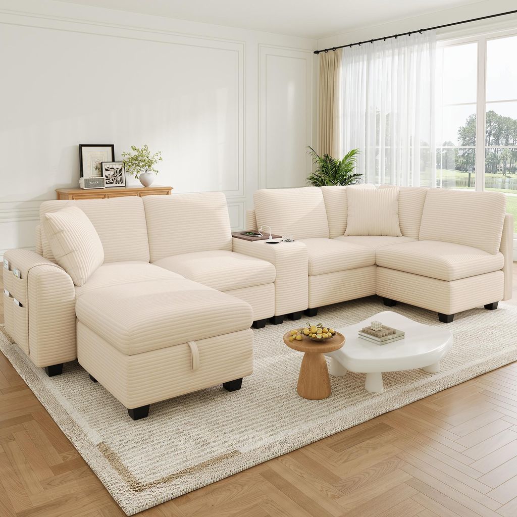 Merax 6-Sitzer U-Form Ecksofa, L-Form Modulares Sofa mit Produktbild 