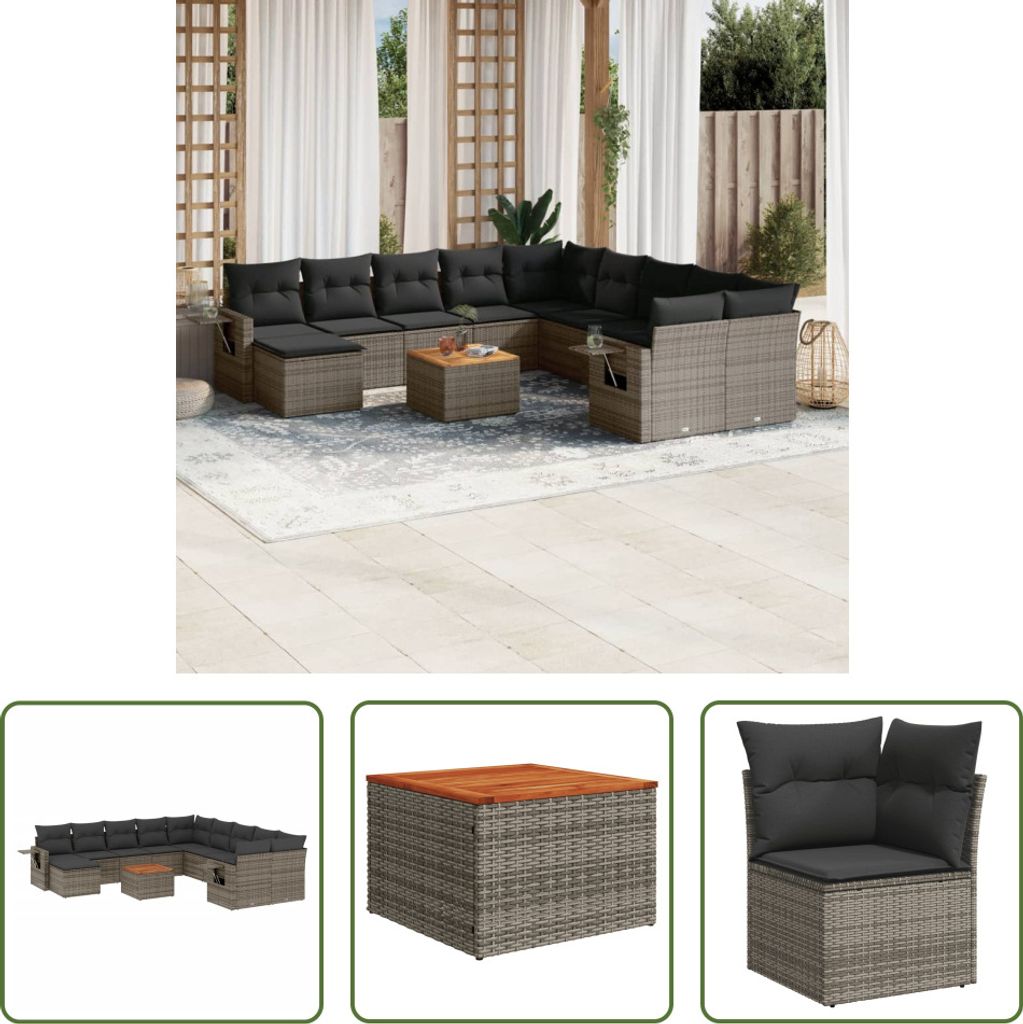 The Living Store 12-tlg. Garten-Sofagarnitur mit Kissen Produktbild 