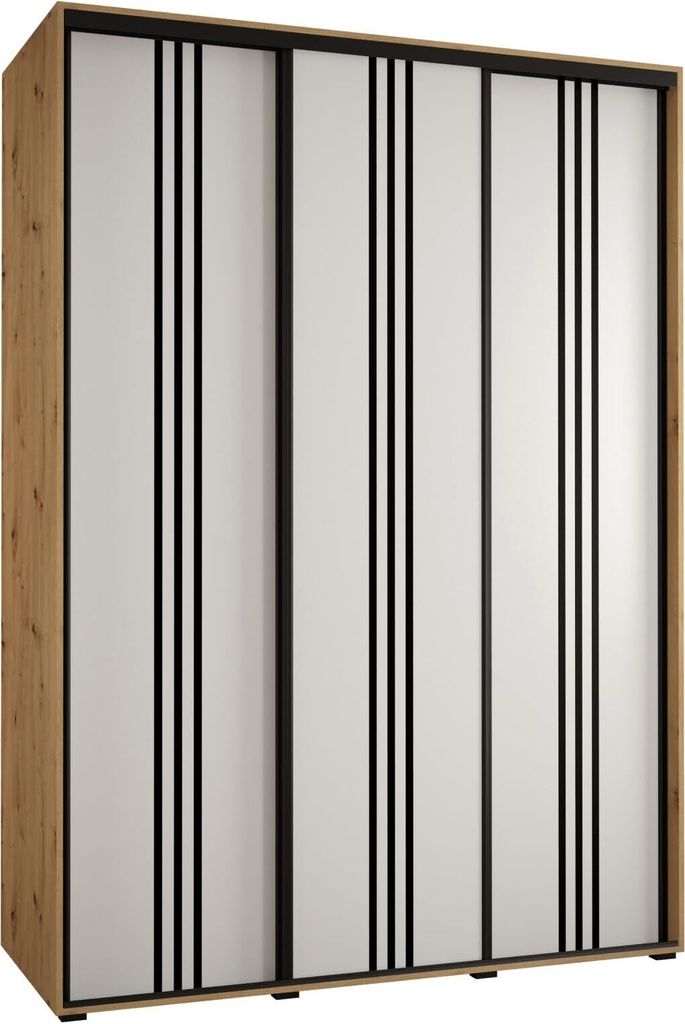 MEBLE KRYSPOL Davos 6 Schrank, drei Türen - 235,2x180x60 cm - Artisan Weiß Schwarz