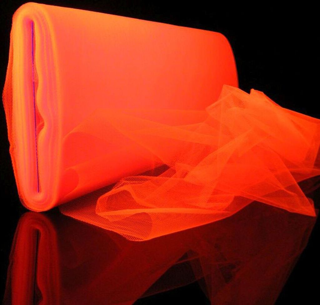 1lfm PSYWORK Schwarzlicht Tüll Mandarine