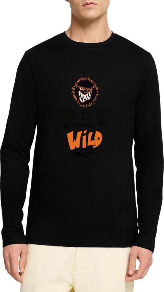Spreadshirt Die Wilden Kerle Wild Spruch mit Logo Premium Langarmshirt Herren, L, Schwarz