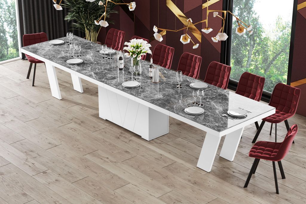 Design Esstisch Tisch HEG-111 Hochglanz XXL ausziehbar 160 bis 412 cm