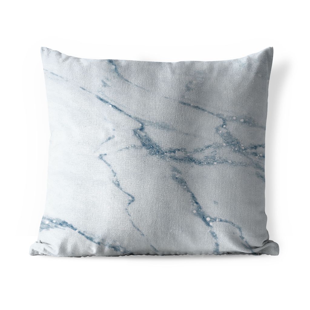 MuchoWow Outdoor Kissen - Marmor - Blau - Kalkstein - 40x40 cm - Wetterfest - Lounge Kissen - Kopfkissen - Interieur - Polster mit Bild