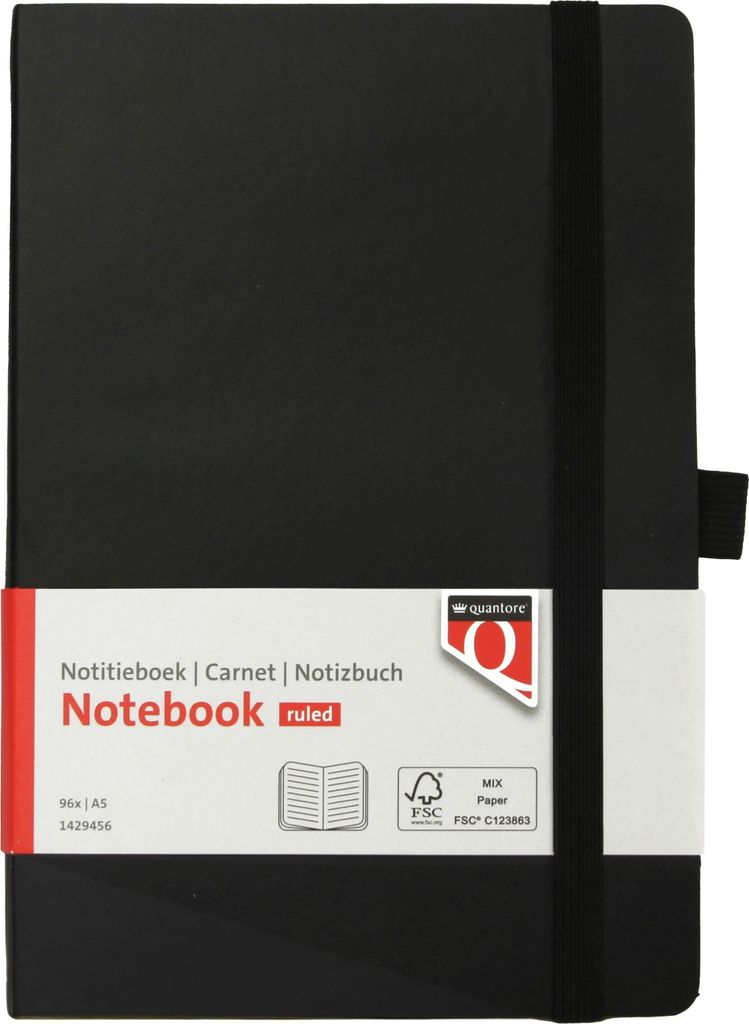 Quantore - Notizbuch A5 Flex Line 192 Seiten 80gr schwarz | 3 Stück