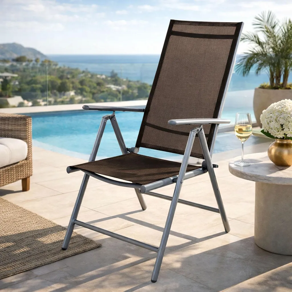Sedia Salvaspazio Giardino Marrone Cioccolato Alluminio e Tessile