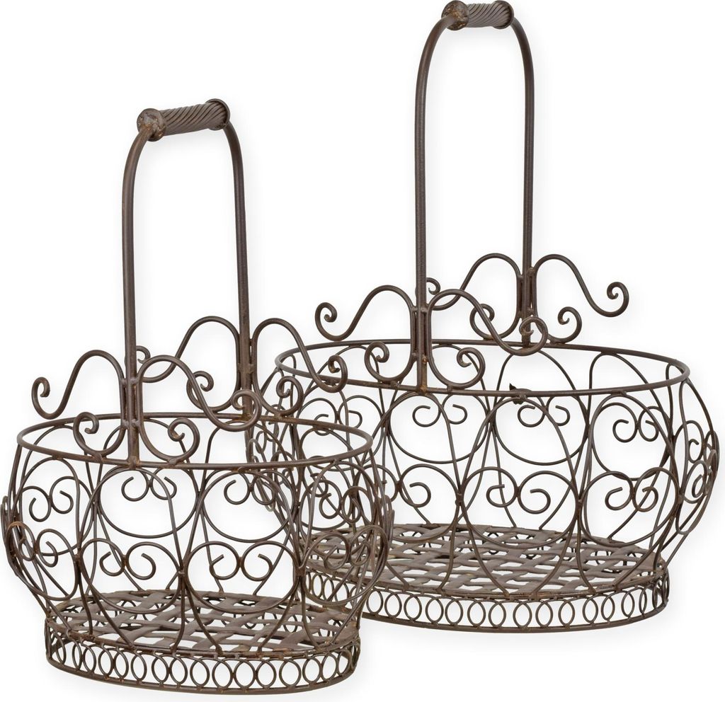 Ein Paar Drahtkörbe aus Eisen – oval Replikat Retro Design Dekoration