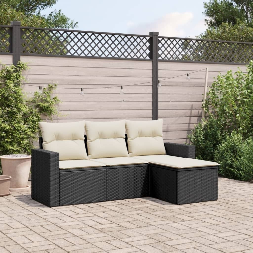Maison Exclusive - 4-tlg. Garten-Sofagarnitur mit Kissen Schwarz Poly Rattan