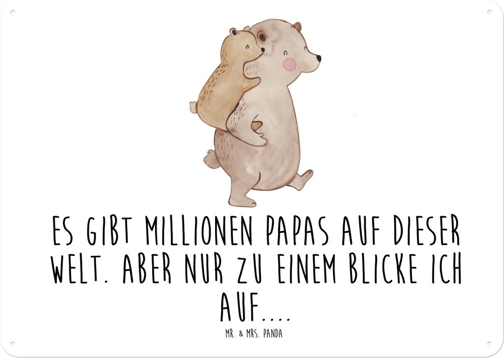 Mr. & Mrs. Panda Schild Papa Bär DIN A4 - Weiß - Geschenk, Geburtstag, Retro Blechschild, Vatertag, Deko Metallschild, Türschild, Muttertag, Wan...