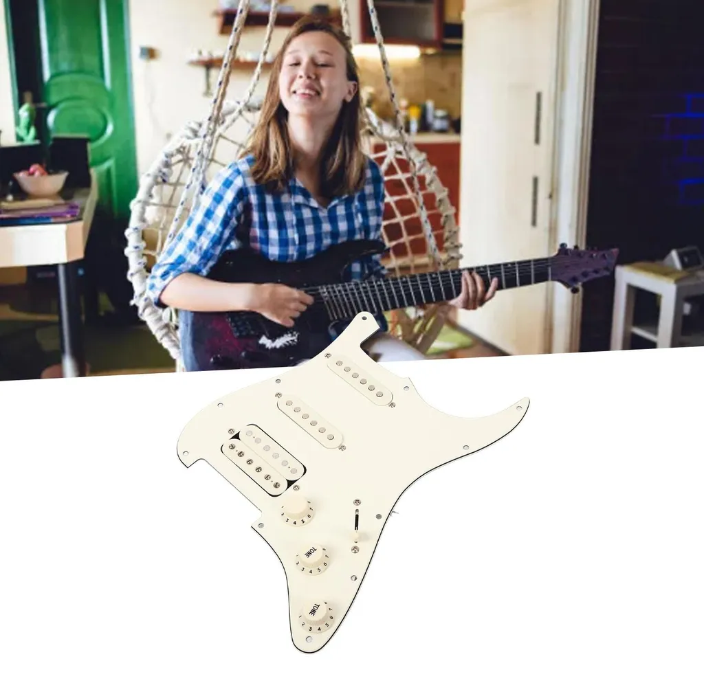 Plaque de montage blanche SSH19 pour guitare avec micros pré-câblés - 12