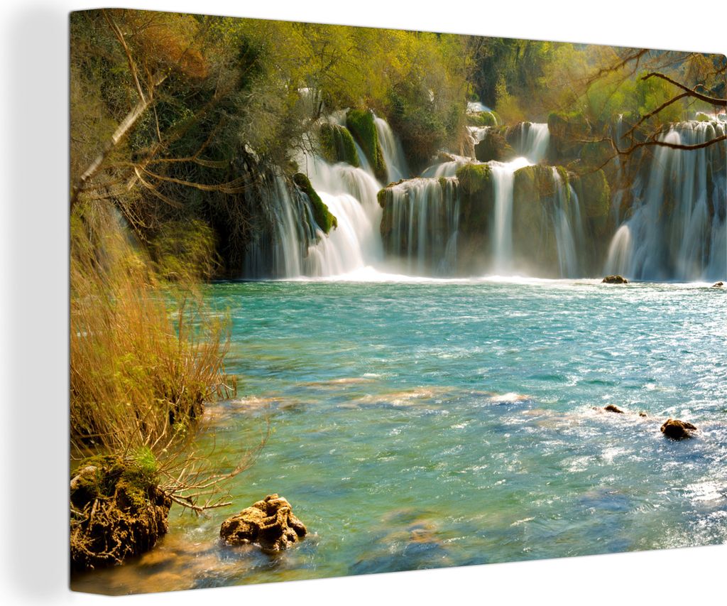 OneMillionCanvasses - Leinwandbilder - 140x90 cm, Skradinski Buk-Wasserfälle im Krka-Nationalpark in Kroatien, Wandbilder Kunstdruck Wanddekorat...