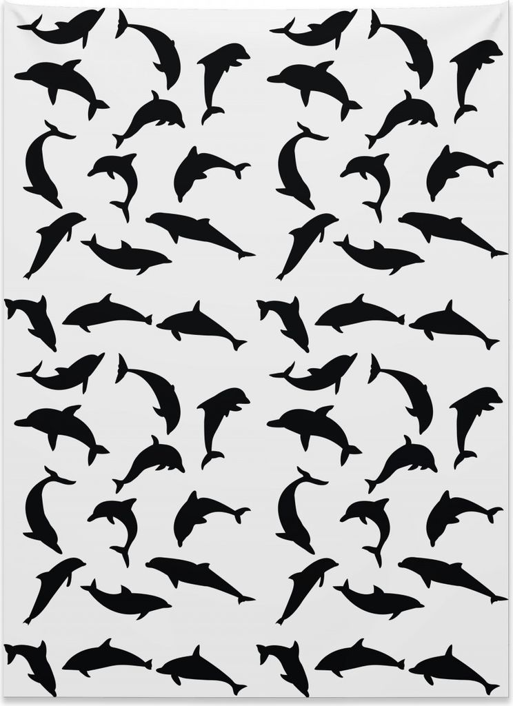 Abakuhaus Delphin Wandteppich, Ozean Säugetier Silhouette aus Weiches Mikrofaser Stoff Kein Verblassen Klare Farben Waschbar, 110 x 150 cm, Weiß ...