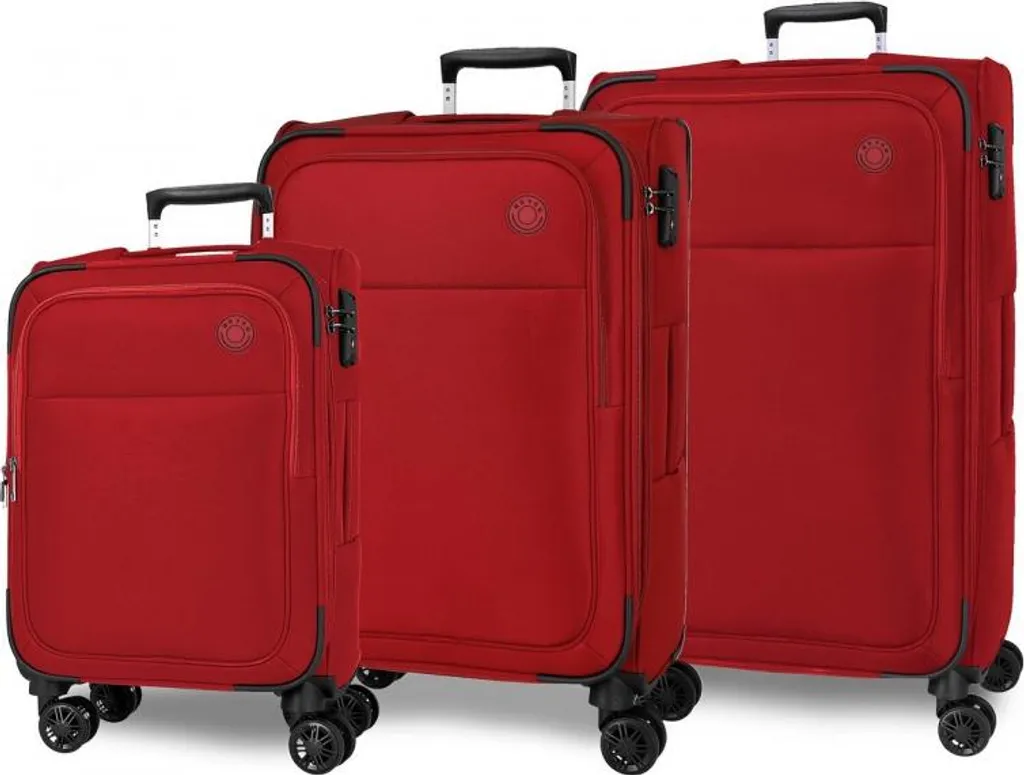 Valises Luxe MOVOM Atlanta Textiles Rouges 4 Roues Set Complet 5318424