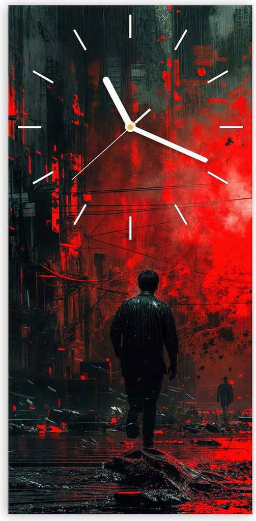 Wanduhr aus Glas mit Motiv Verlassene Strasse- 30 x 60 cm - inkl. Aufhängesystem