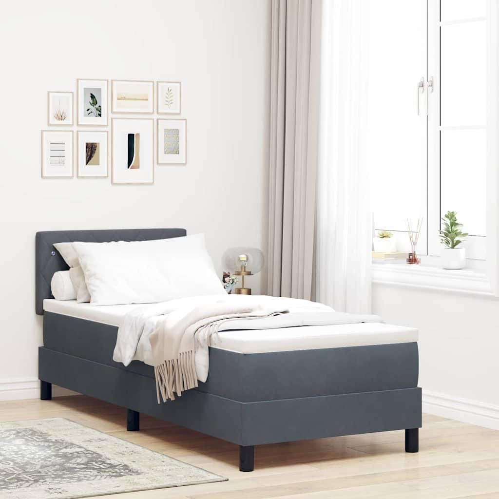 Möbel Boxspringbett mit Matratze Dunkelgrau 80x200 cm Samt - Klassische Betten 3339069