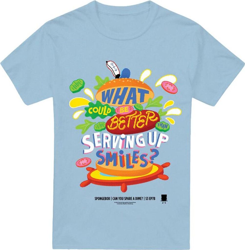 SpongeBob SquarePants - "Serving Up Smiles" T-Shirt für Herren TV6441 (XXL) (Hellblau)