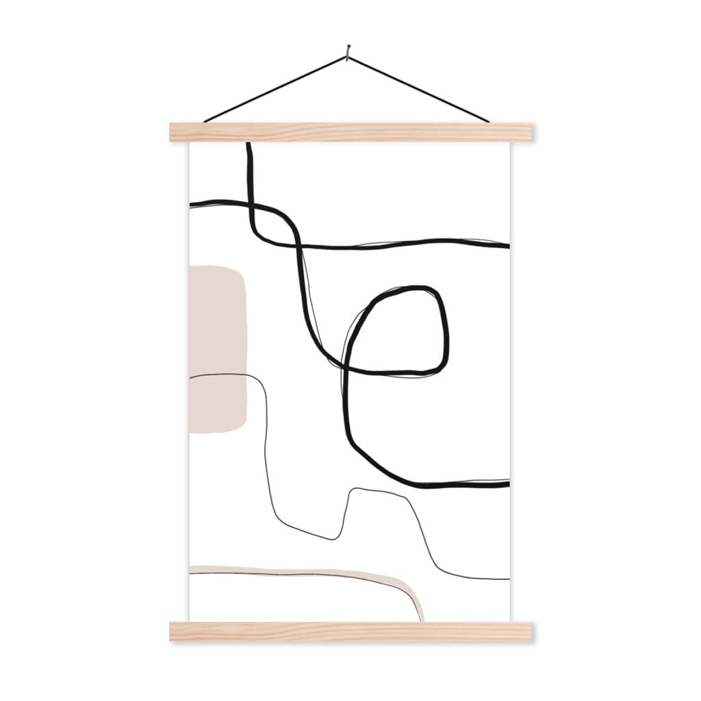 MuchoWow Textilposter Abstrakt - Pastell - Minimalismus 60x90 cm mit holzfarbenen Rahmen - Textil