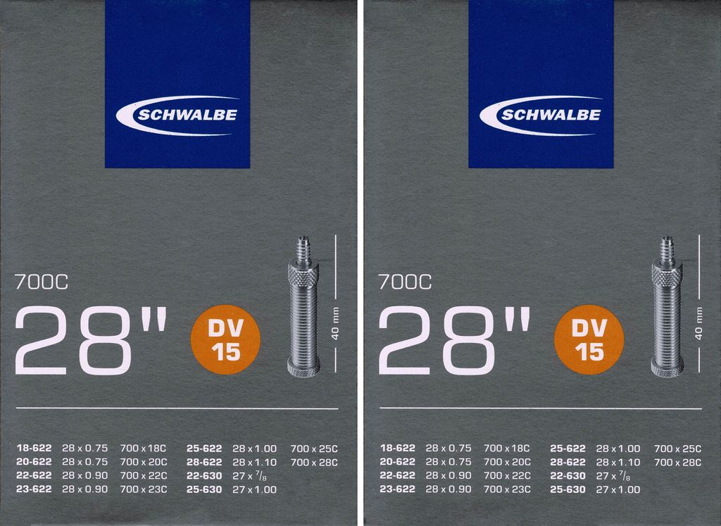 2x Schwalbe DV 15 Schlauch 28" 18/28-622 Dunlopventil 40mm Produktbild 