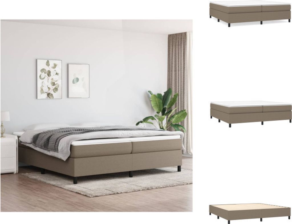 vidaXL Boxspringbett mit Matratze Taupe 200x200 cm Stoff - Betten & Bettgestelle