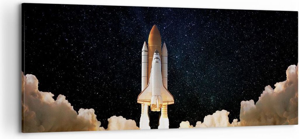 Bild auf Leinwand - Leinwandbild - Einteilig - Abheben Rakete Kosmos - 120x50cm - Wand Bild - Wanddeko - Wandbilder - Leinwanddruck - Bilder - Wand...