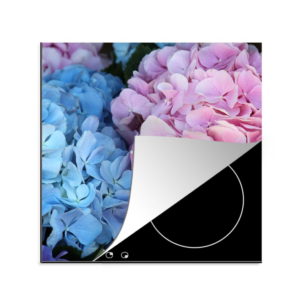 KitchenYeah Herdabdeckplatte Blumen - Strauch - Hortensie - Botanisch , 78x78cm, Küche Deko, Glaskeramikkochfeld Herdabdeckung, Abdeckplatte fù...
