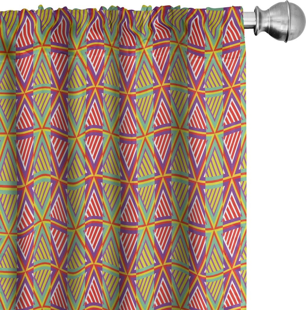 ABAKUHAUS Geometrisch Vorhänge, Gardinen, Moderne Repeating dynamische Muster der abstrakten pulsierender Triangles and Stripes, 2 Stück 75 x 245...