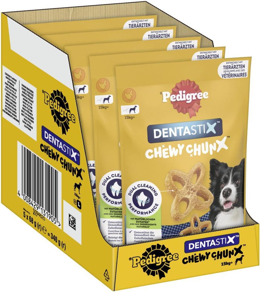 PEDIGREE® DENTASTIX™ CHEWY CHUNX™ Max 15kg+ mit Huhn 5 x Produktbild 