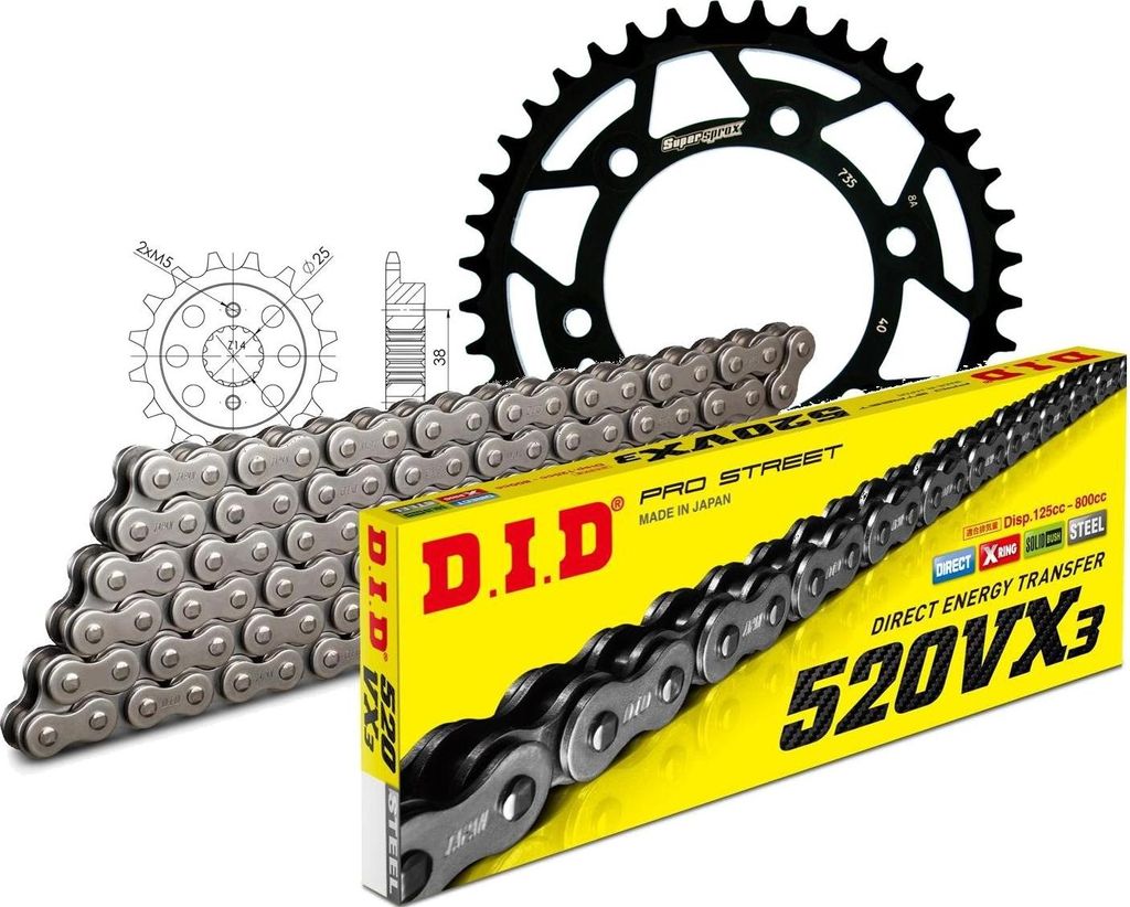 Kit Stahl passend für DUCATI 750 SS 99-01 14-40-100 DID520VX3 Niet