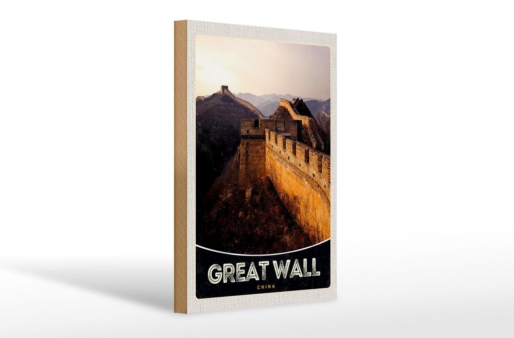 Holzschild Reise 20x30cm China Asien Chinesiche Mauer 1222km