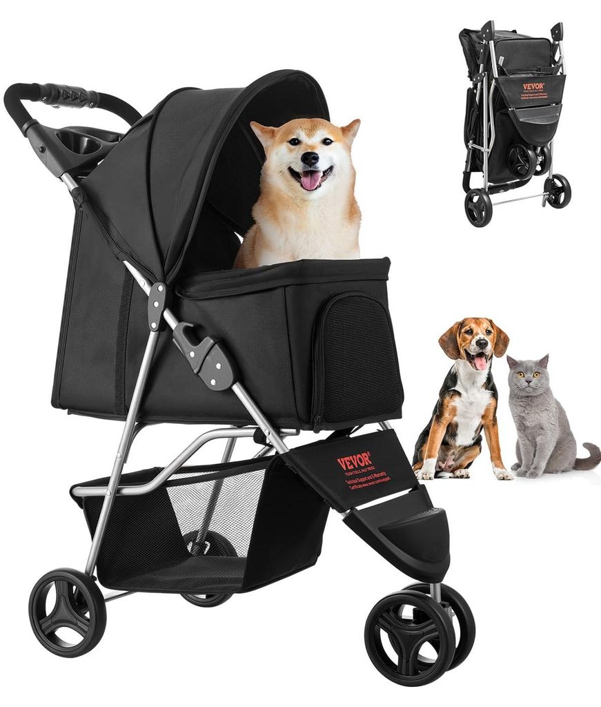VEVOR Hundewagen, Tragkraft 16 kg, faltbarer Tierbuggy, Produktbild 