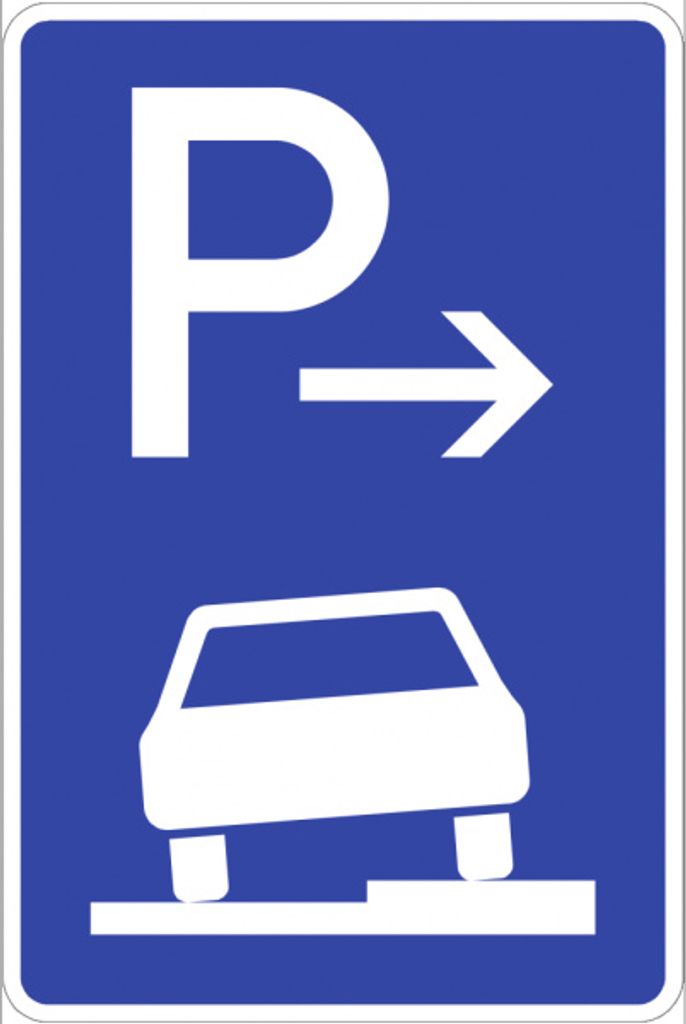 Verkehrsschild VZ315-57, Parken halb auf Gehwegen rechts (Ende), Alu, RA2, 60...