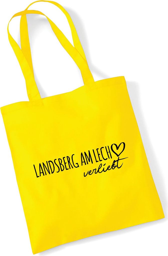 Huuraa Jutebeutel Landsberg am Lech verliebt 10 Liter Yellow Baumwolle Tasche Geschenkidee