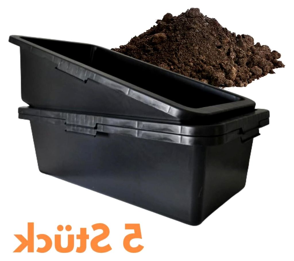 5 STK. Mörtelkästen 40 Liter, Mörtelkübel Eckig Baueimer, Kunstoff-Wannen, Speiswanne Zementwanne Mörtelwanne Maurerkübel, Schwarz Pflanzküb...