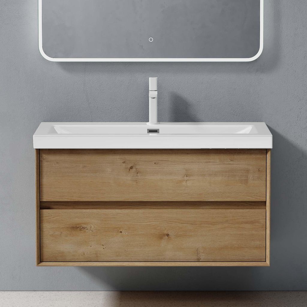 doporro Mobile Bagno Sospeso 100cm, Mobiletto per Bagno con Immagine del prodotto 