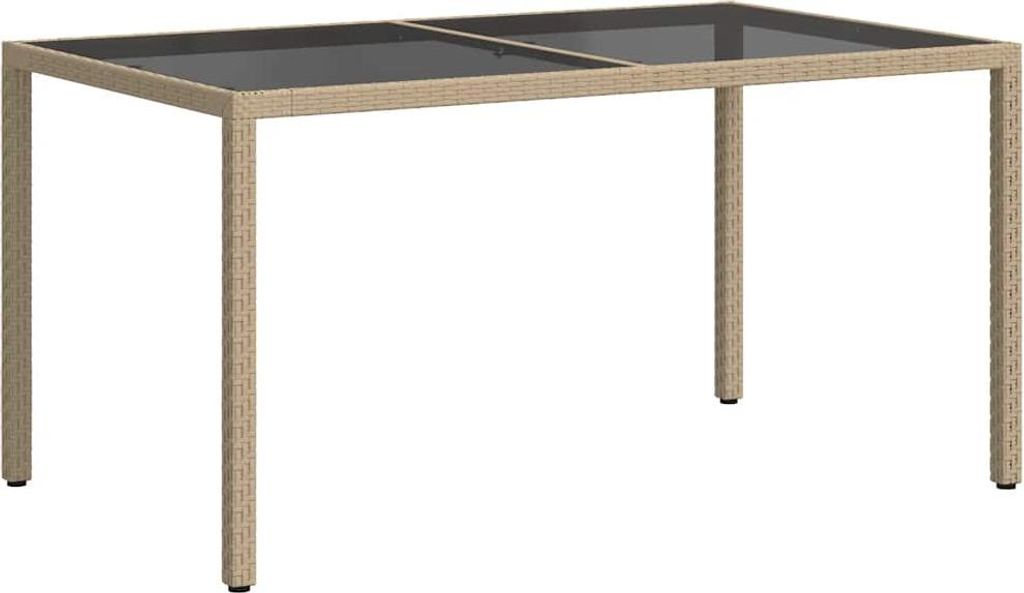 Polyrattan Gartentisch – 190x90x75 Cm, Grau, Mit Akazienholzplatte & Stahlgestell