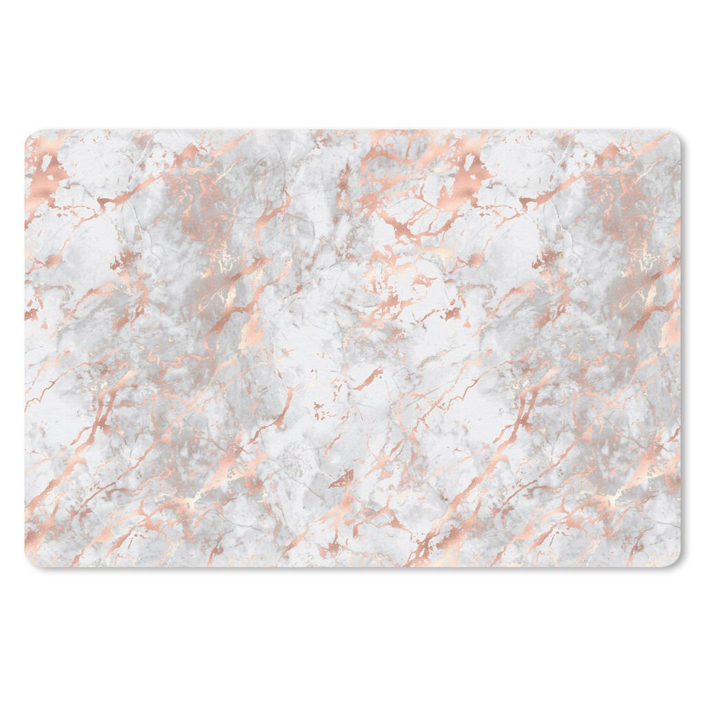 MuchoWow Schreibtischunterlage Roségold - Marmor - Weiß - Gemustert 60x40 cm - XXL Mauspad - Großes Mauspad