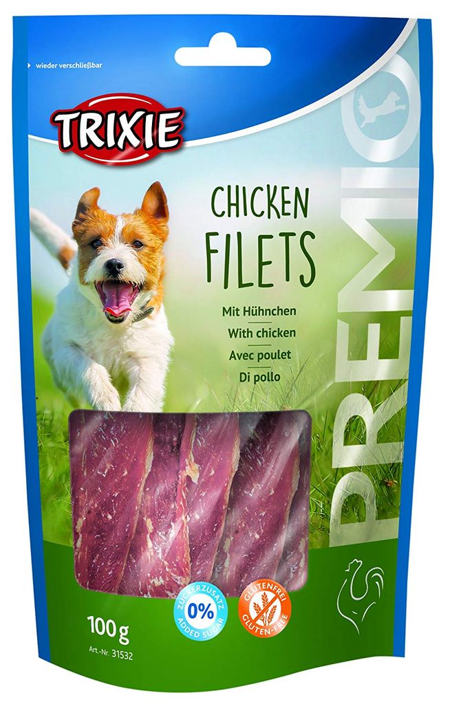 TRIXIE Hundeleckerli PREMIO Chicken Filets, 100 g, glutenfrei, ohne Zucker