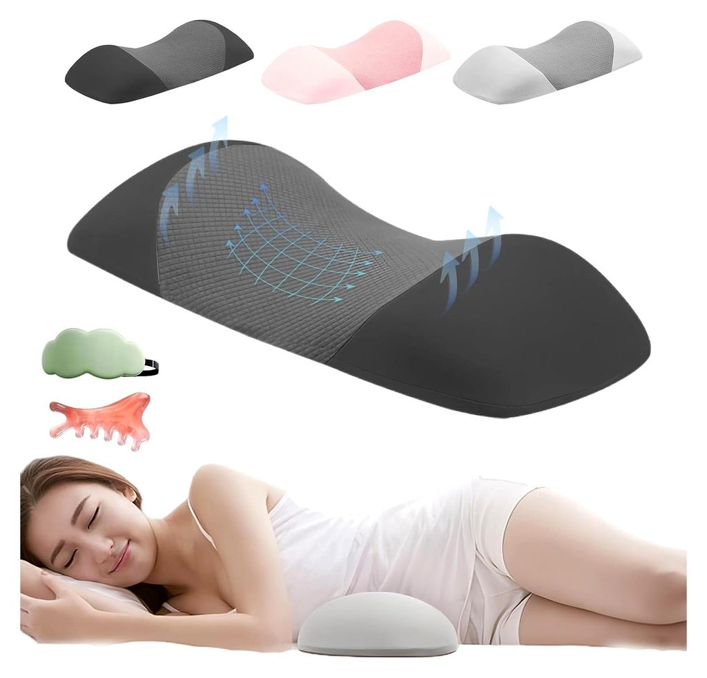 Orthopädisches Lordosestützkissen mit Memory-Schaum, Lendenwirbelstütze für Bürostuhl, Auto, Bett & Sofa, Atmungsaktive Abdeckung (55x26x11 cm...