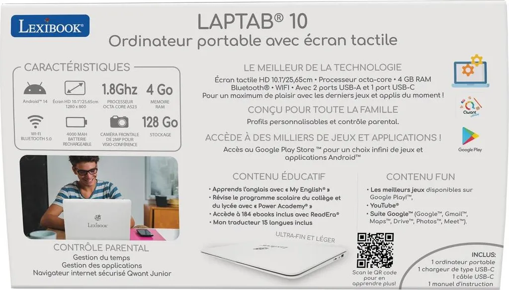 Ordinateur portable Lexibook Laptab 10,1'' Full HD 4 Go RAM Blanc +6 ans - 8