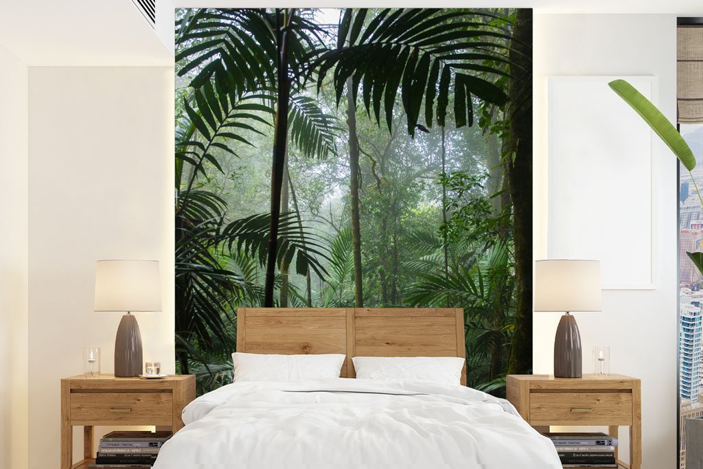 MuchoWow Fototapete für Wohnzimmer oder Schlafzimmer Wandtapete Vinyl Motivtapete Regenwald - Tropisch - Dschungel - Bäume - Pflanzen - 160x220...