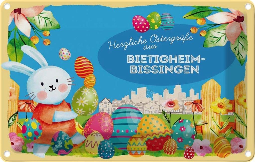 vianmo Blechschild 20x30 cm Ostergrüße BIETIGHEIM-BISSINGEN Ostern Gruß