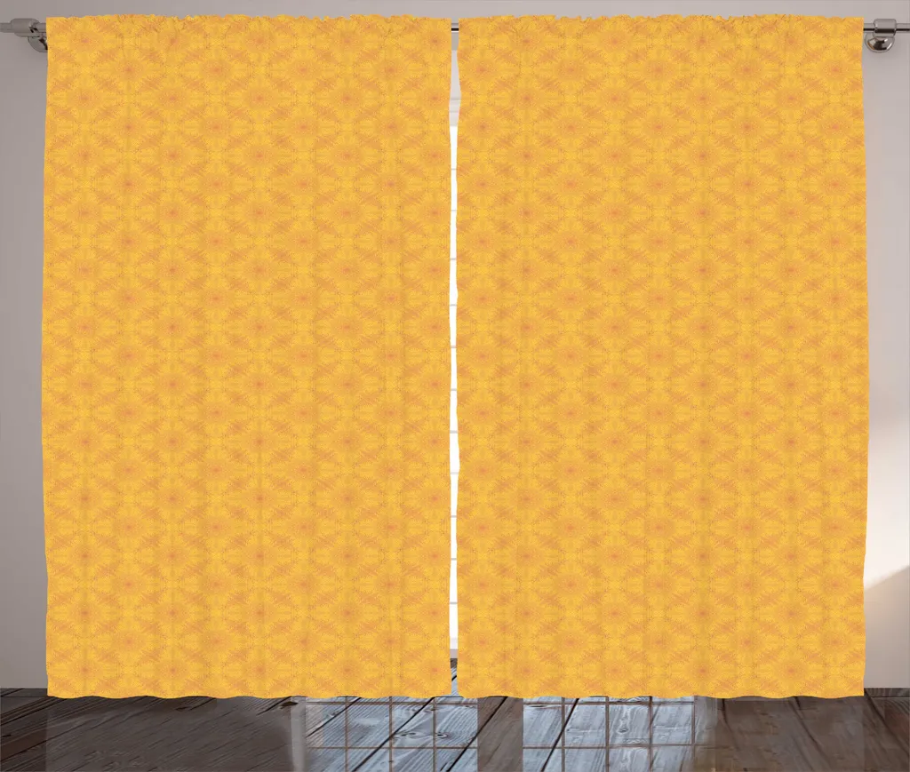 Rideau pour chambre à coucher Mandala floral terre jaune déco rustique