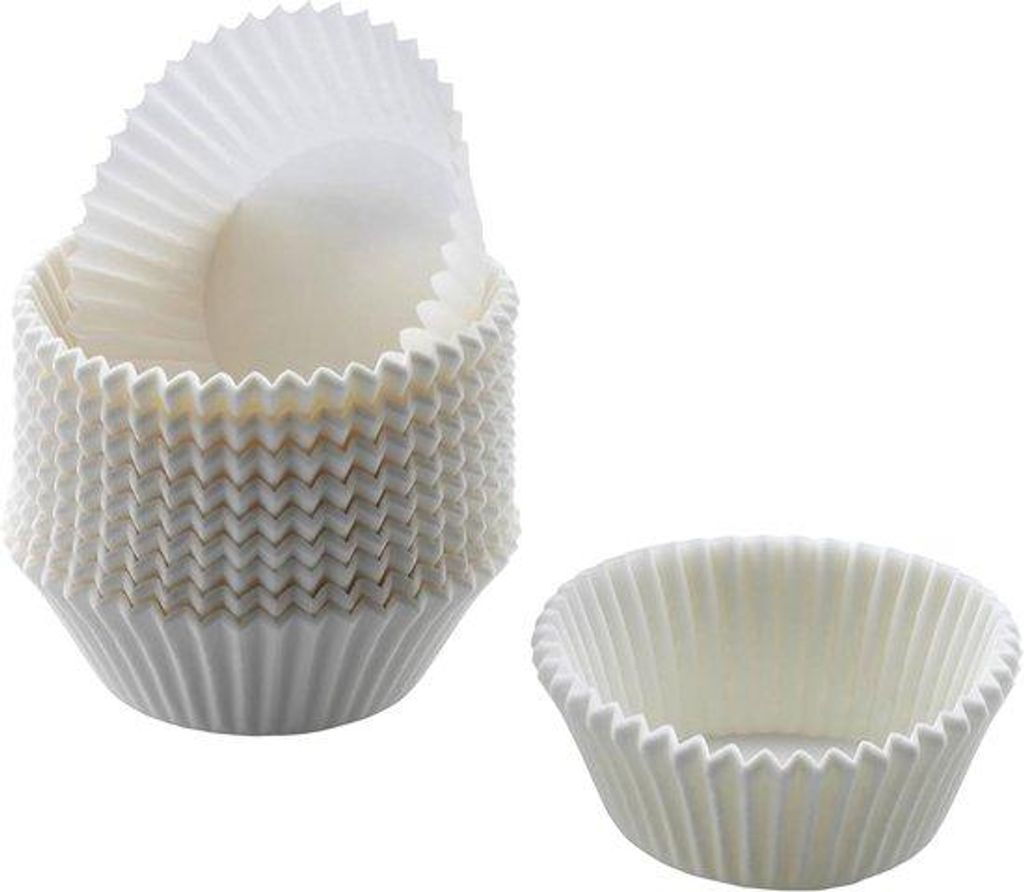 Papiermuffinvormen, weiß, 200 Stück, Standardgröße 7 cm, Kuchenvormen, fettbeständig, ideal für Süß- und Hartkuchen