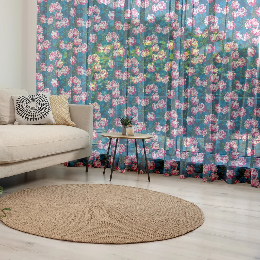 Relooking Mural Facile avec cette Tapisserie XXL Fleurie Bleu et Rose