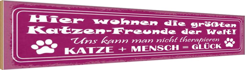 vianmo Holzschild 10x46 cm Hier wohnen größten Katzen-Freunde