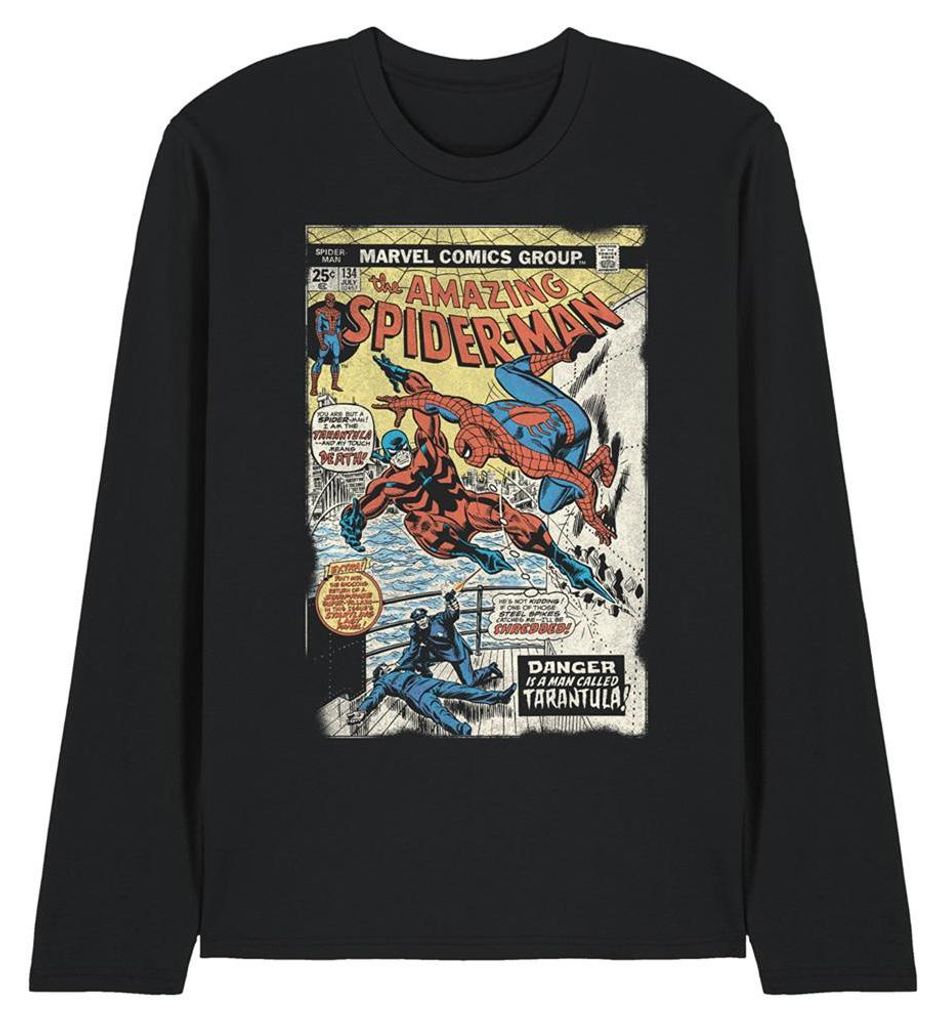 The Amazing Spider-Man - T-Shirt für Herren/Damen Uni, Langärmlig TV34587 (L) (Schwarz)
