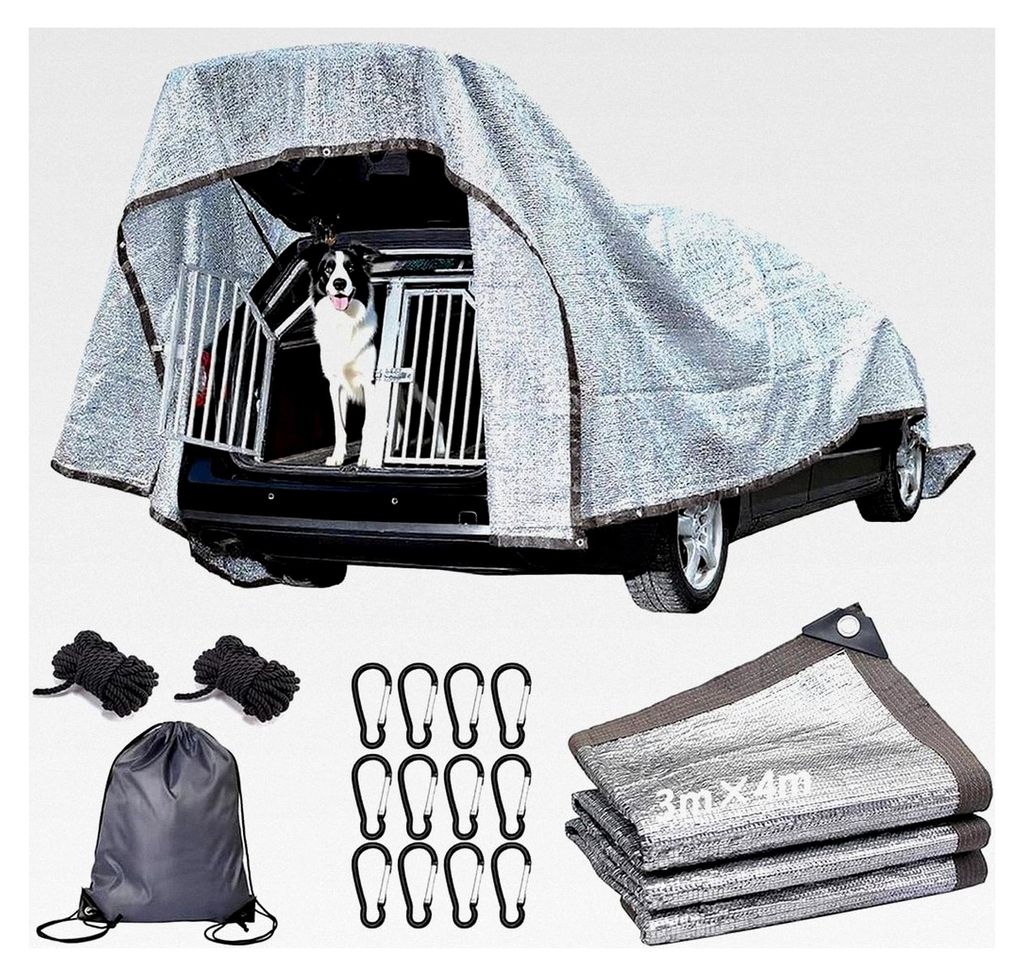 Schattennetz Auto Hund 3x4 m, Sonnenschutznetz Auto, Aluminium Schattierungsnetz mit Ösen 80% UV, für Gewächshaus, Patio, Pflanzen, Hunde, Tiere