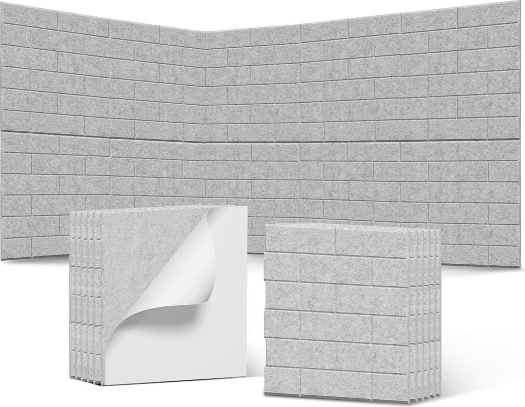 JOIEYOU 12 Stück Quadrat Selbstklebend Akustikpaneele 30x30cm Schalldämmung Polyesterfaser Schallschutz Wandpaneele Akustikplatten Akustische Wan...