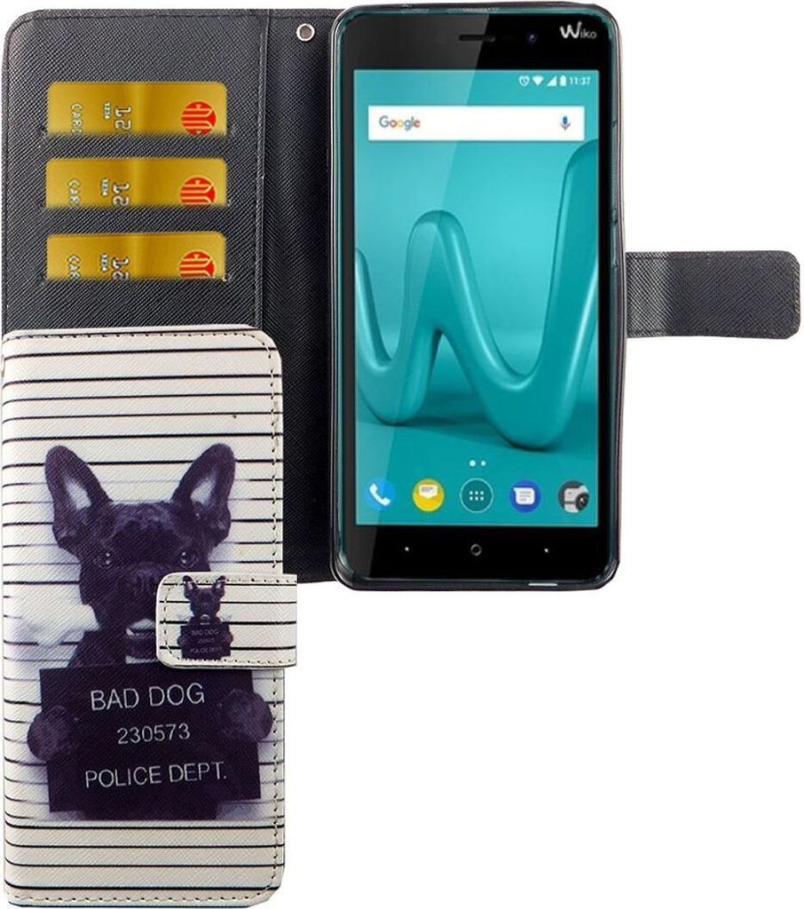 Handyhülle Tasche für Handy Wiko Lenny 4 Plus Böser Hund Weiß