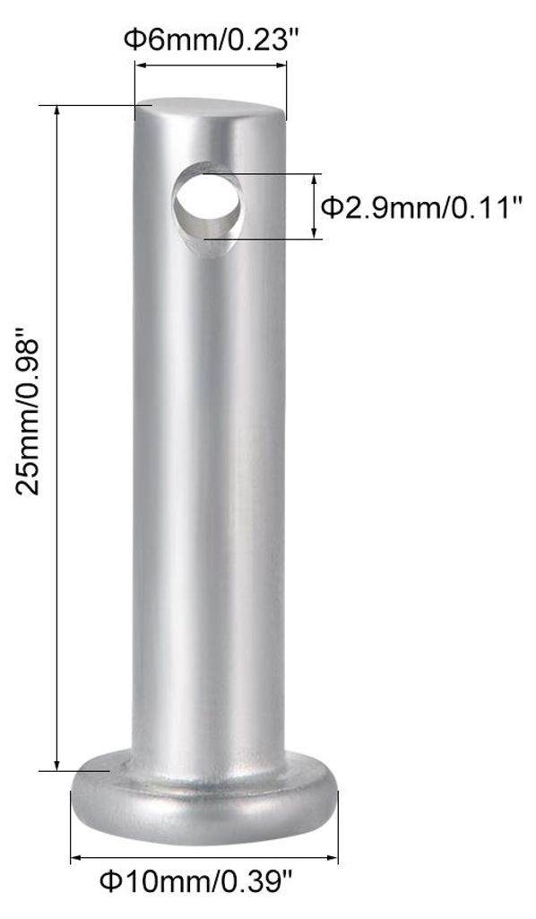 10 Stš¹ck Steckbolzen Einloch Gabelbolzen 6mm x 25mm Splintstift Flachkopf verzinkter Stahl Lochbolzen
